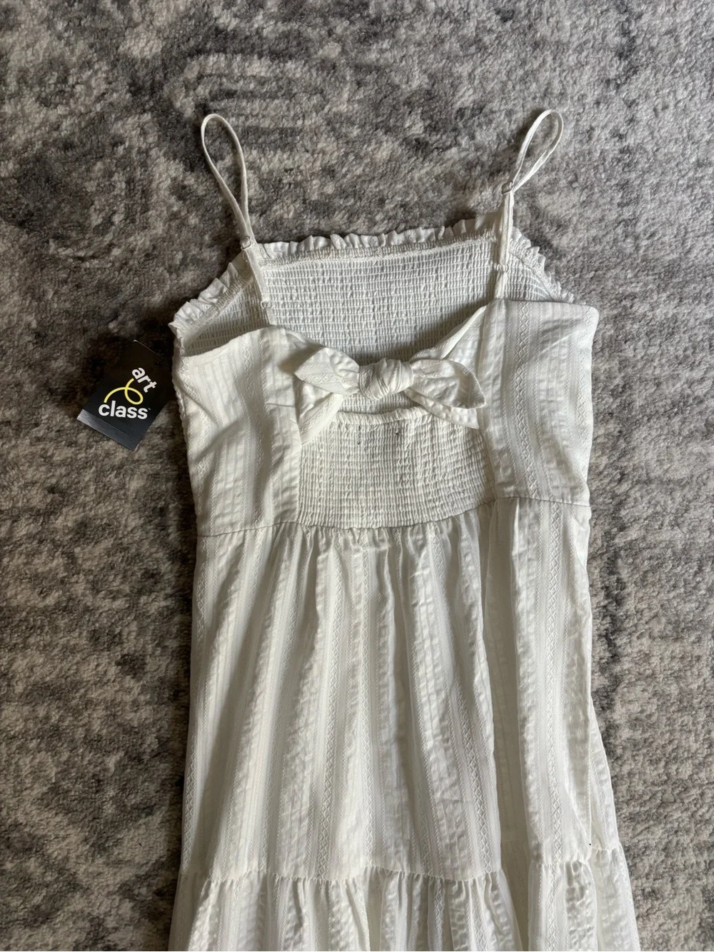 art class White Smocked Bodice Tiered Maxi Dress